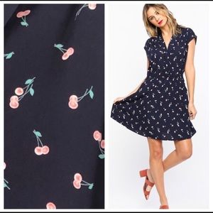 Lumiere Navy Dress with Cherry Print in Size Small